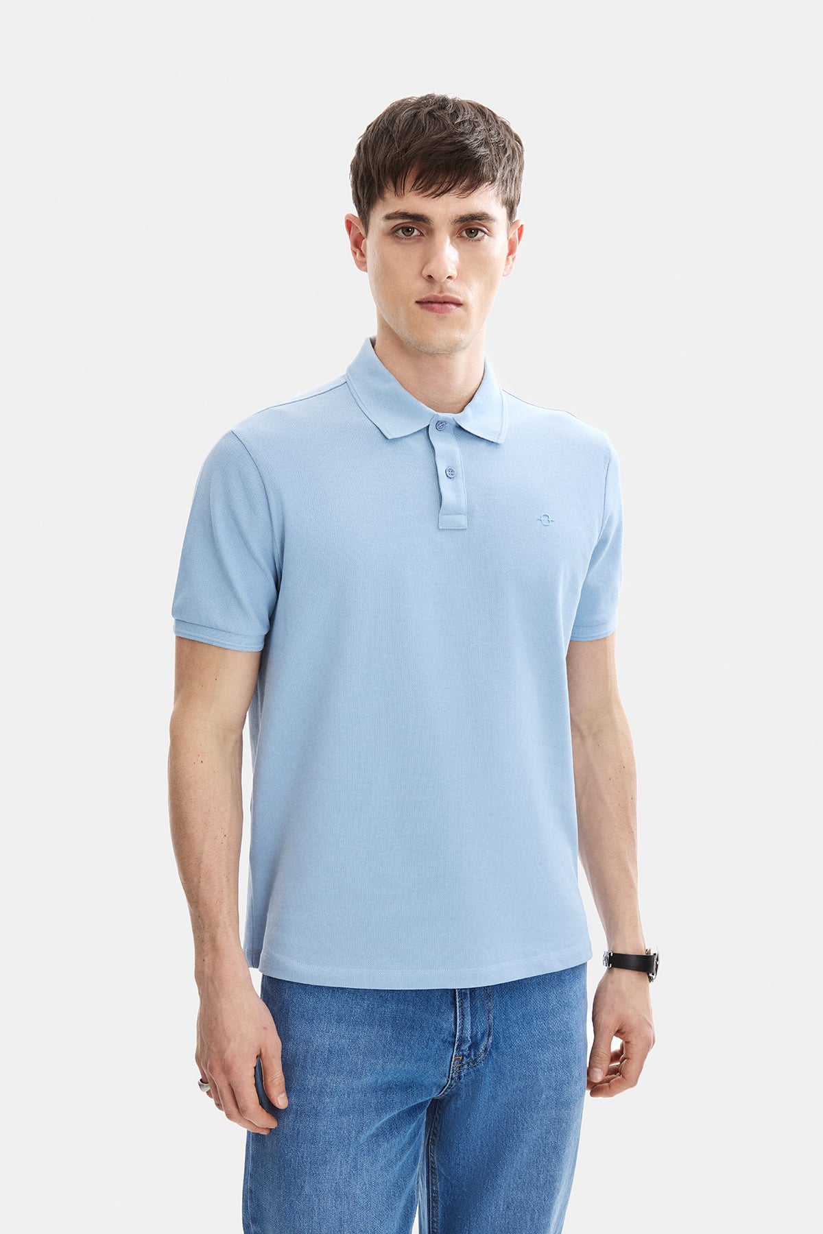 Mavi Regular Fit Örme Polo Yaka Tişört