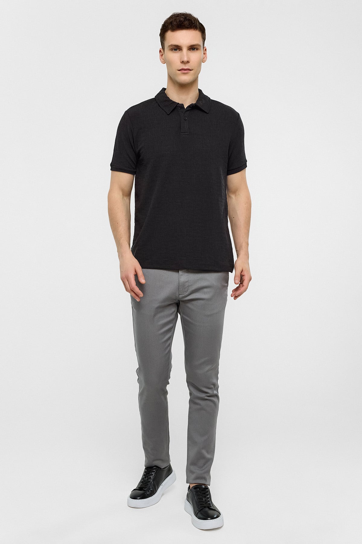 Siyah Regular Fit Polo Yaka Tişört