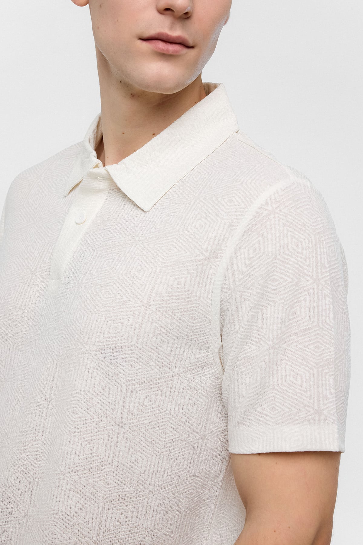 Beyaz Regular Fit Polo Yaka Tişört