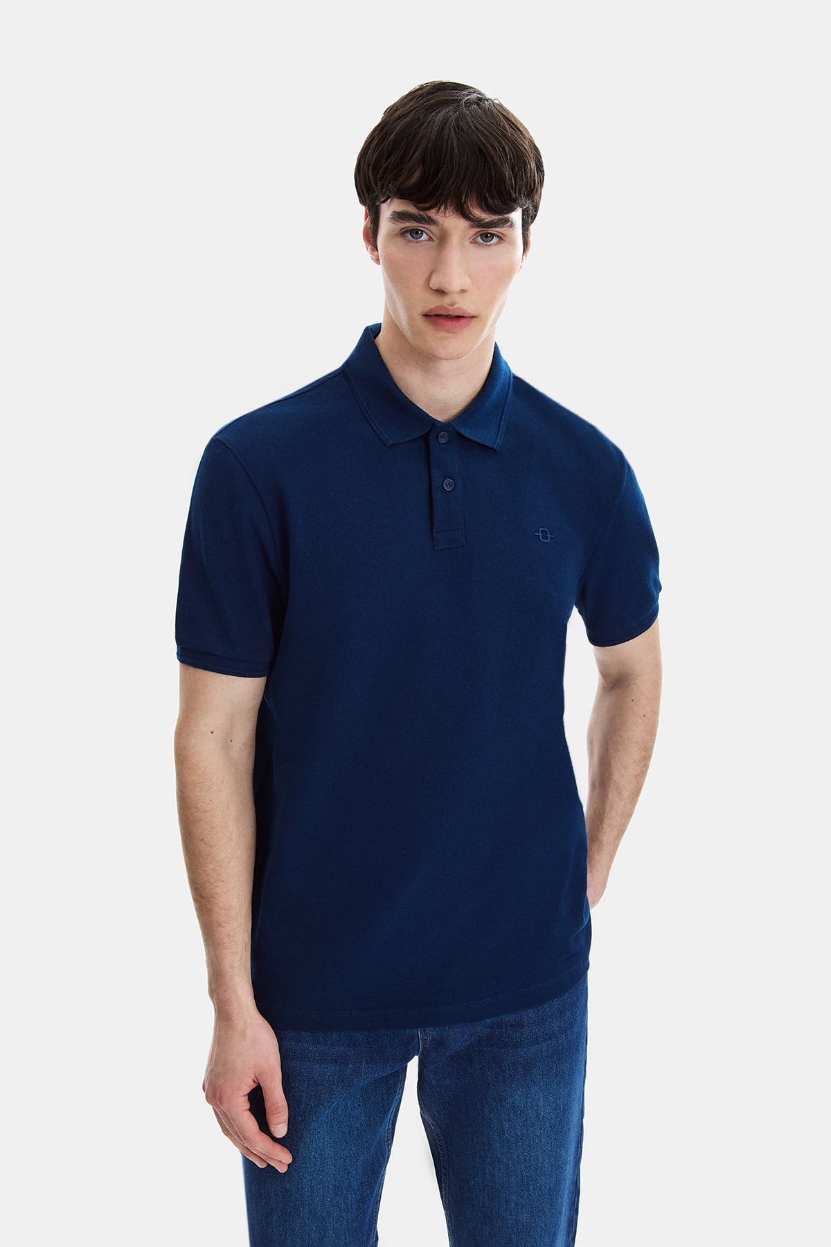 Lacivert Regular Fit Örme Polo Yaka Tişört