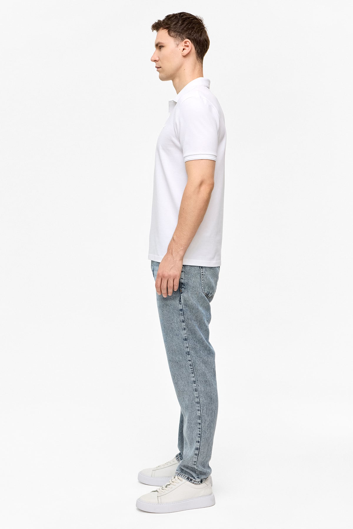 Beyaz Regular Fit Polo Yaka Tişört