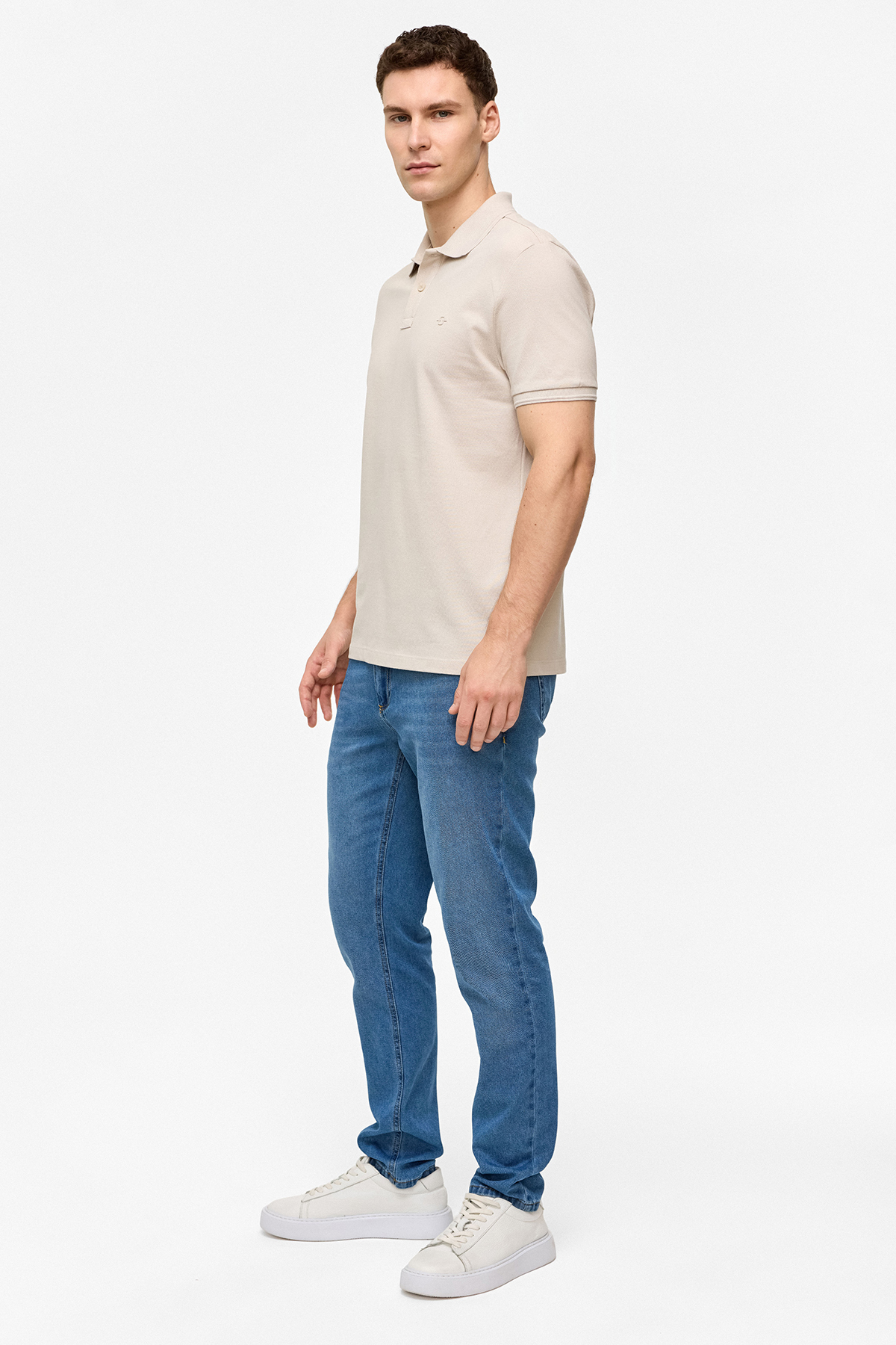 Bej Regular Fit Polo Yaka Tişört