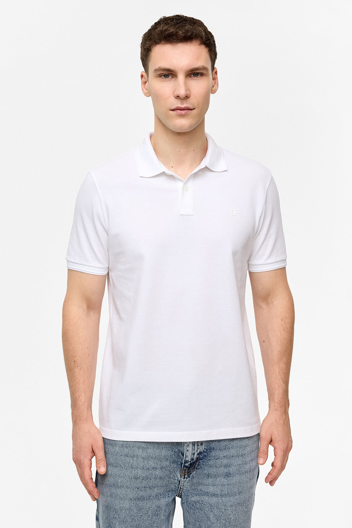 Beyaz Regular Fit Polo Yaka Tişört