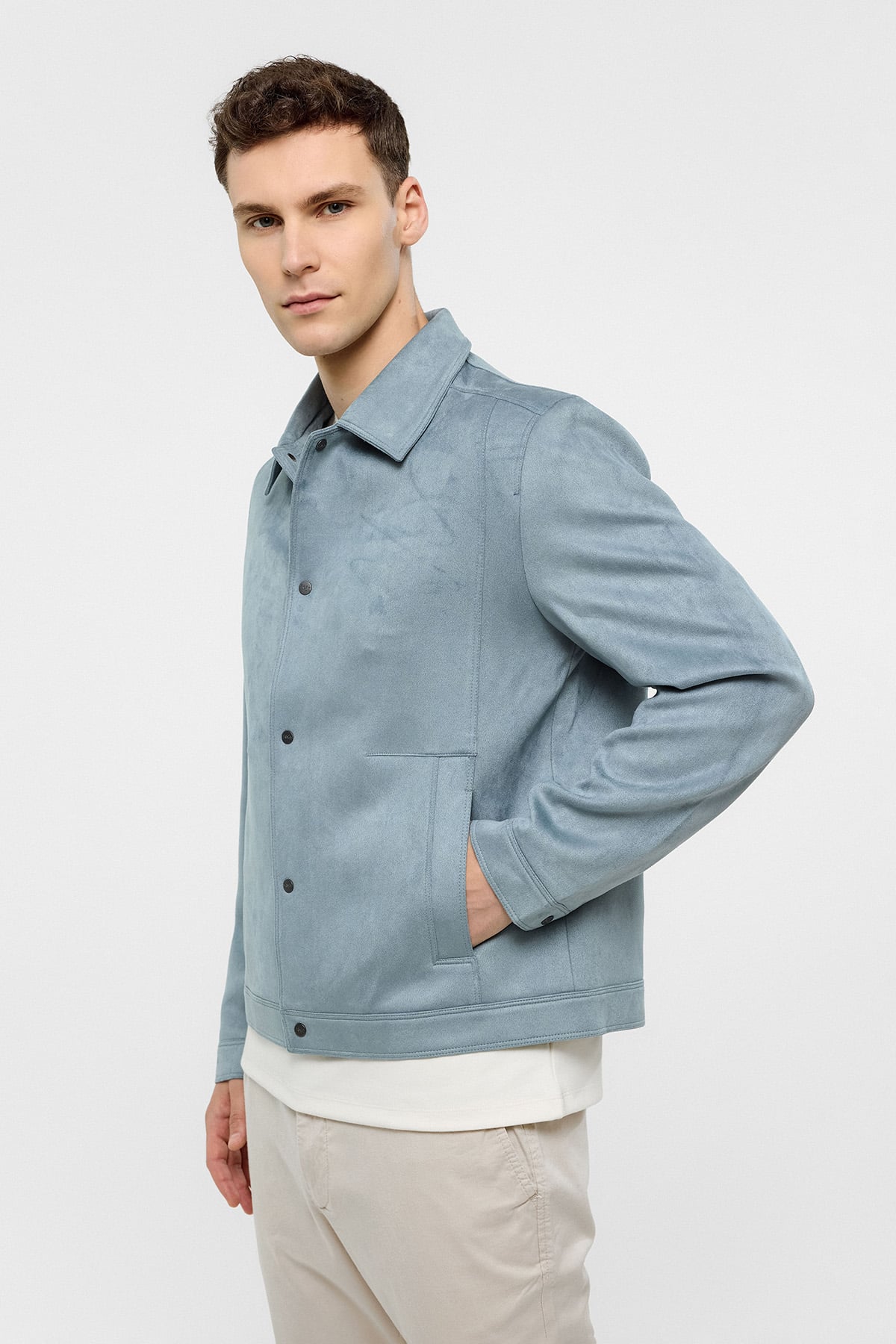 Mavi Regular Fit Süet Ceket Mont