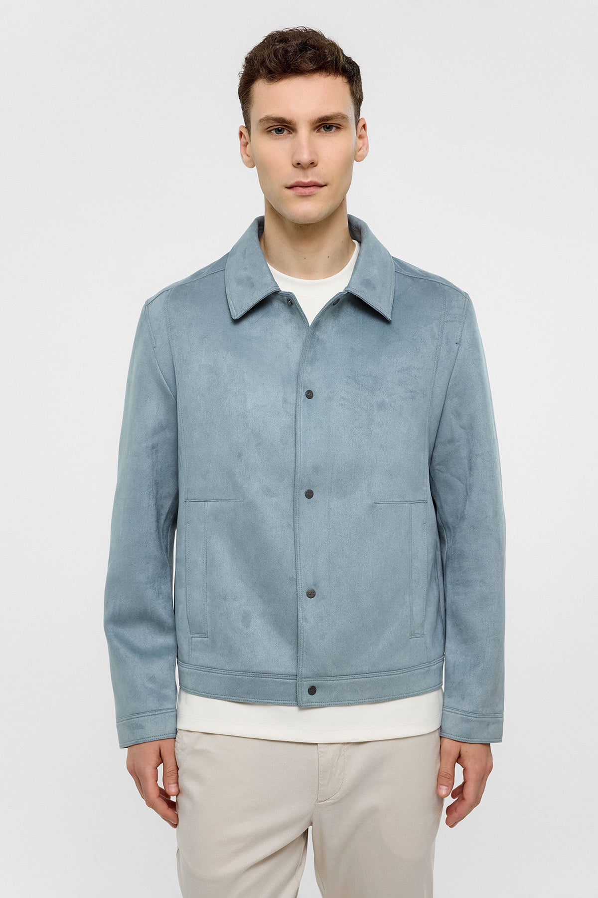 Mavi Regular Fit Süet Ceket Mont