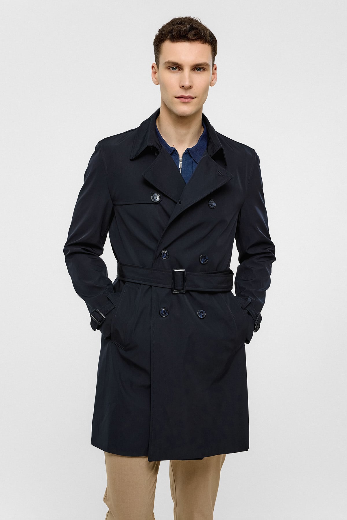 Lacivert Regular Fit Trençkot