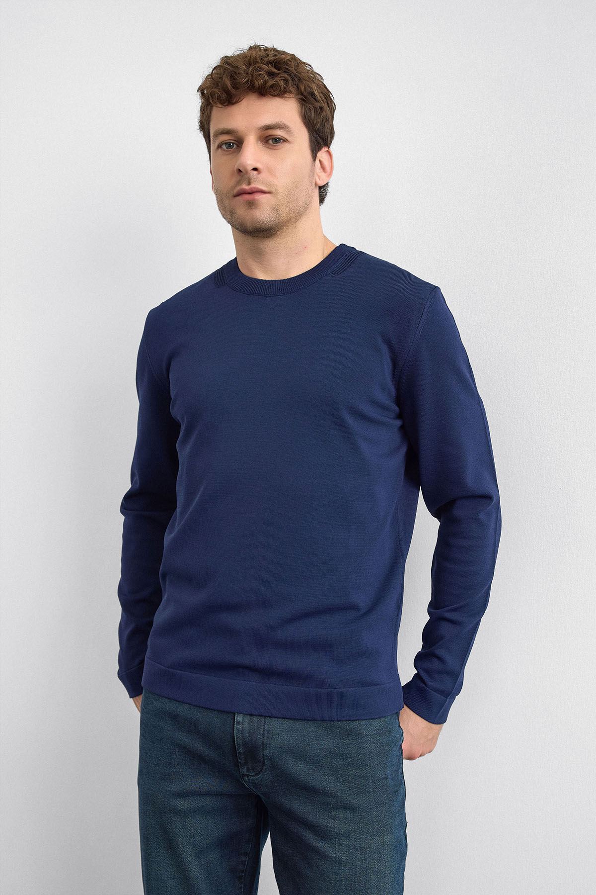 Lacivert Regular Fit Triko Kazak