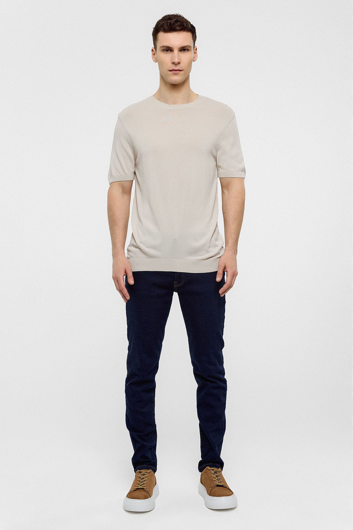 Bej Regular Fit Triko Tişört