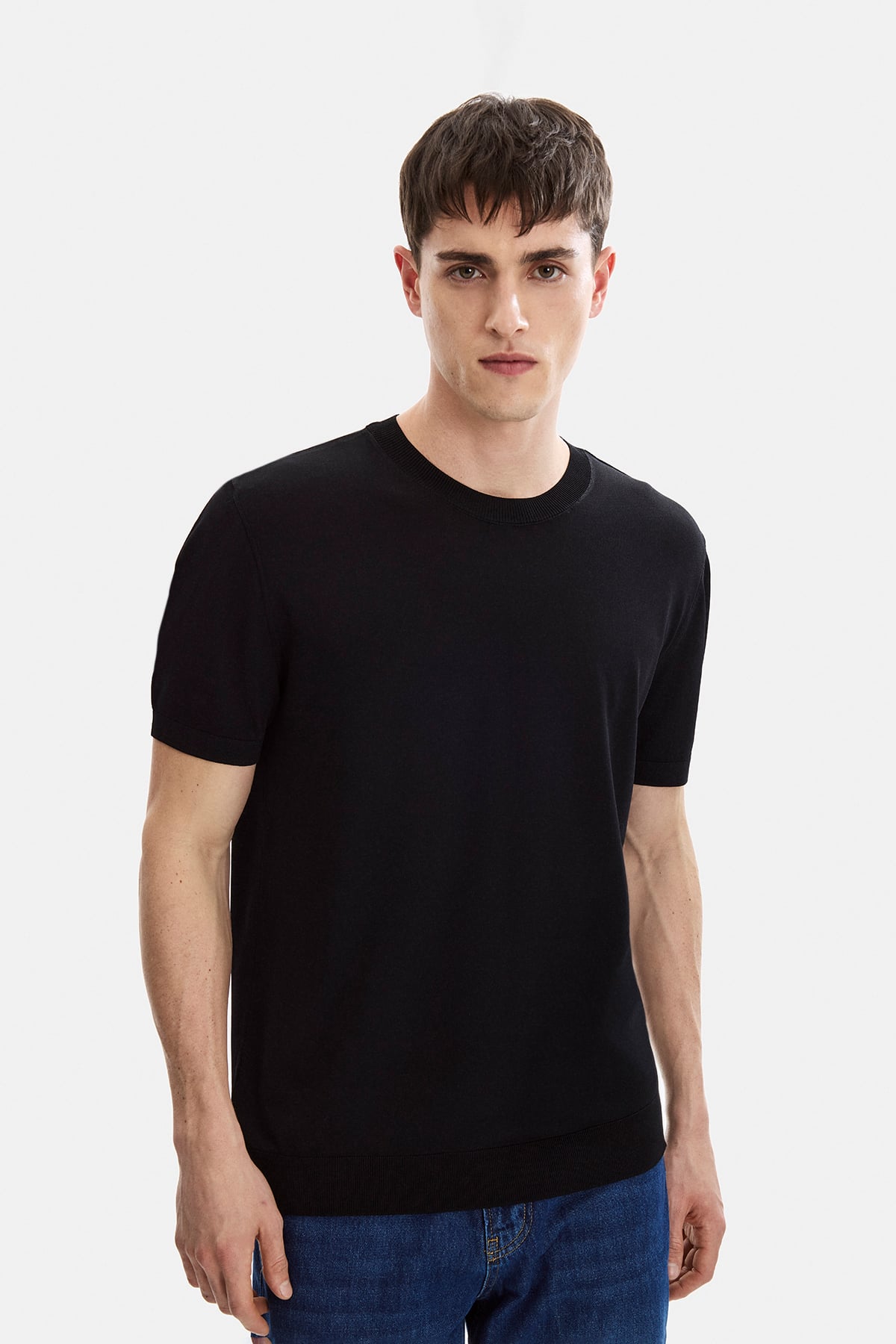 Siyah Regular Fit Örme Triko