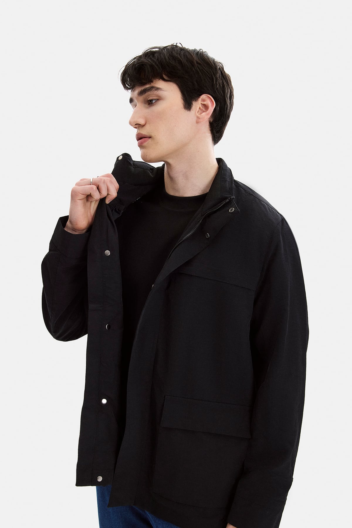 Siyah Regular Fit Uzun Ceket