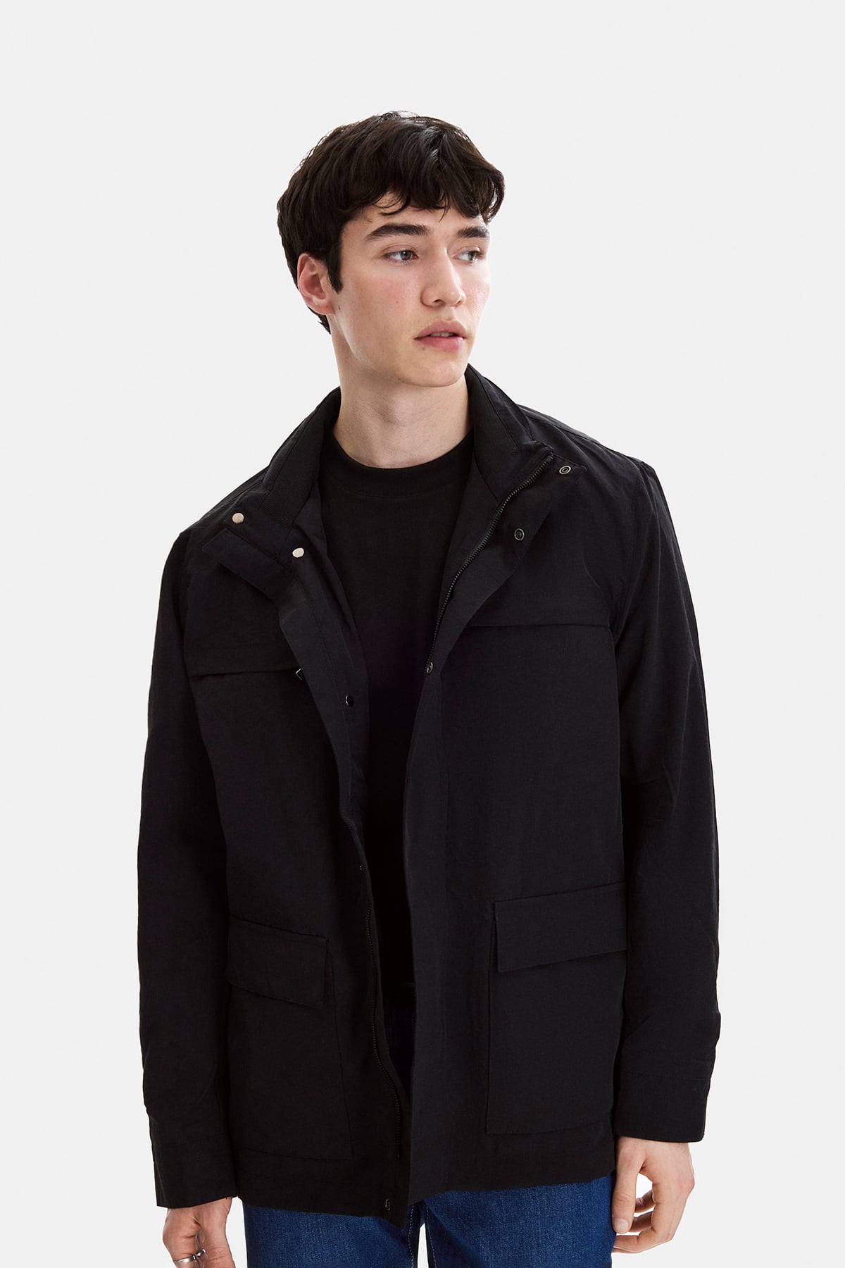 Siyah Regular Fit Uzun Ceket