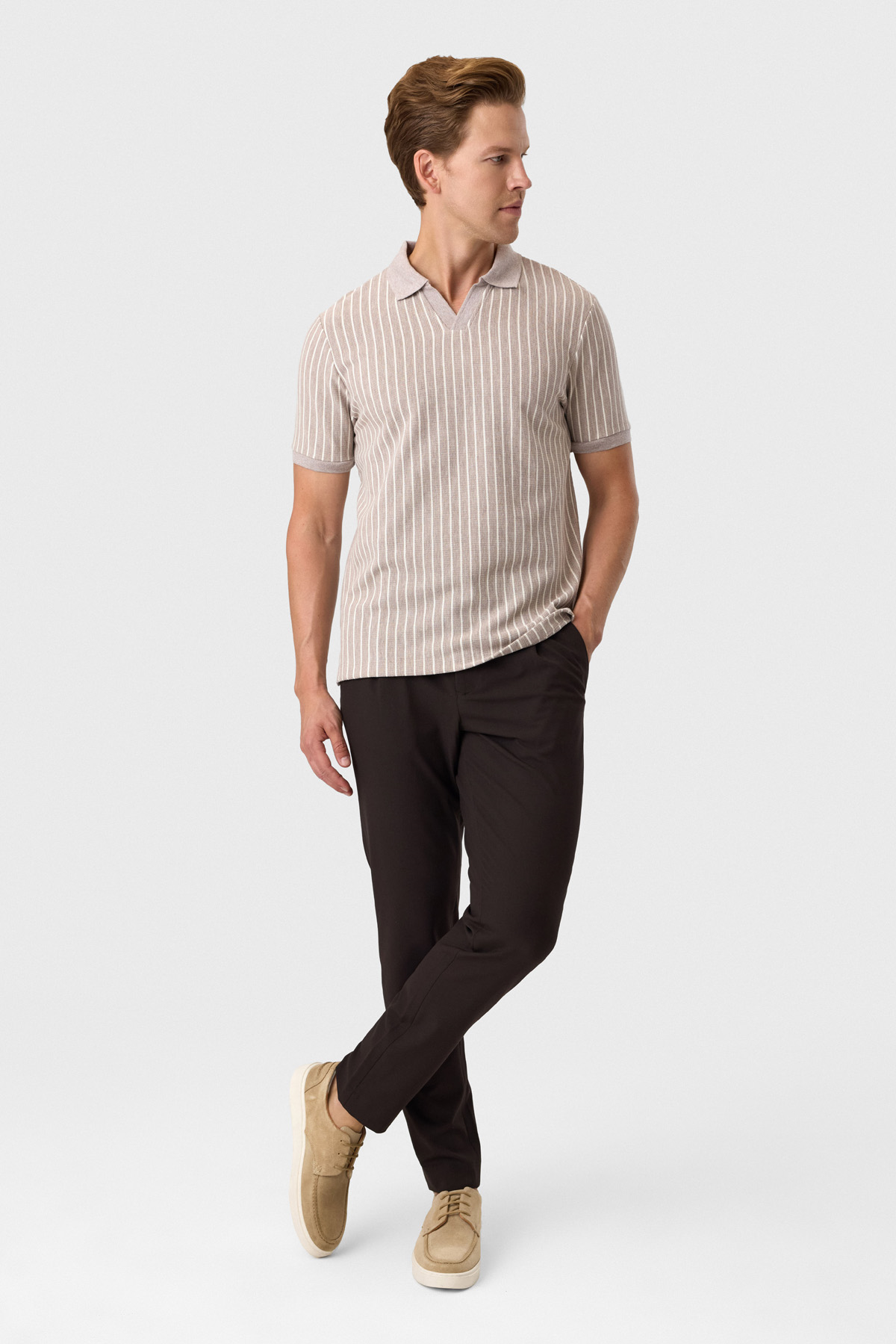 Regular Fit Vizon Düğmesiz Polo Yaka Tişört