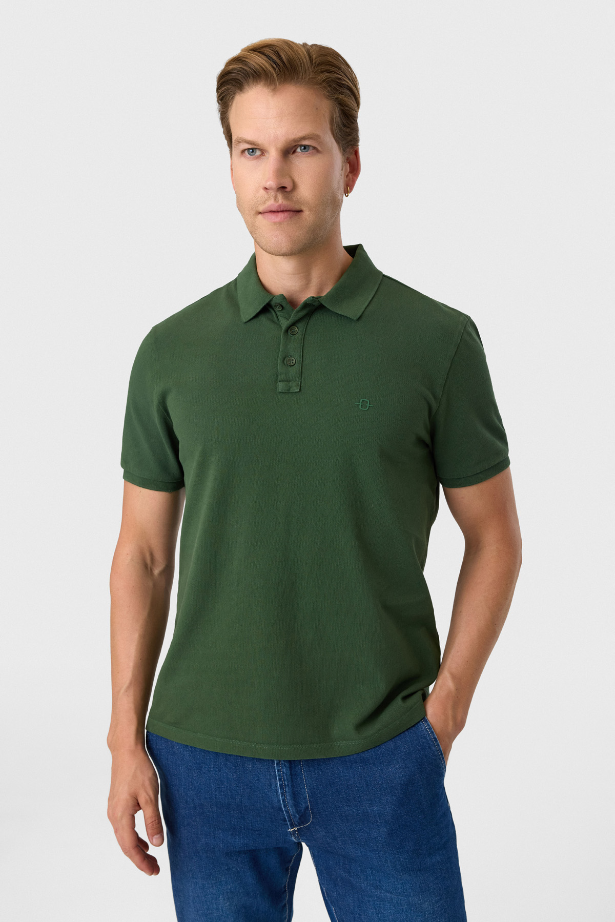 Regular Fit Yeşil Polo Yaka Tişört