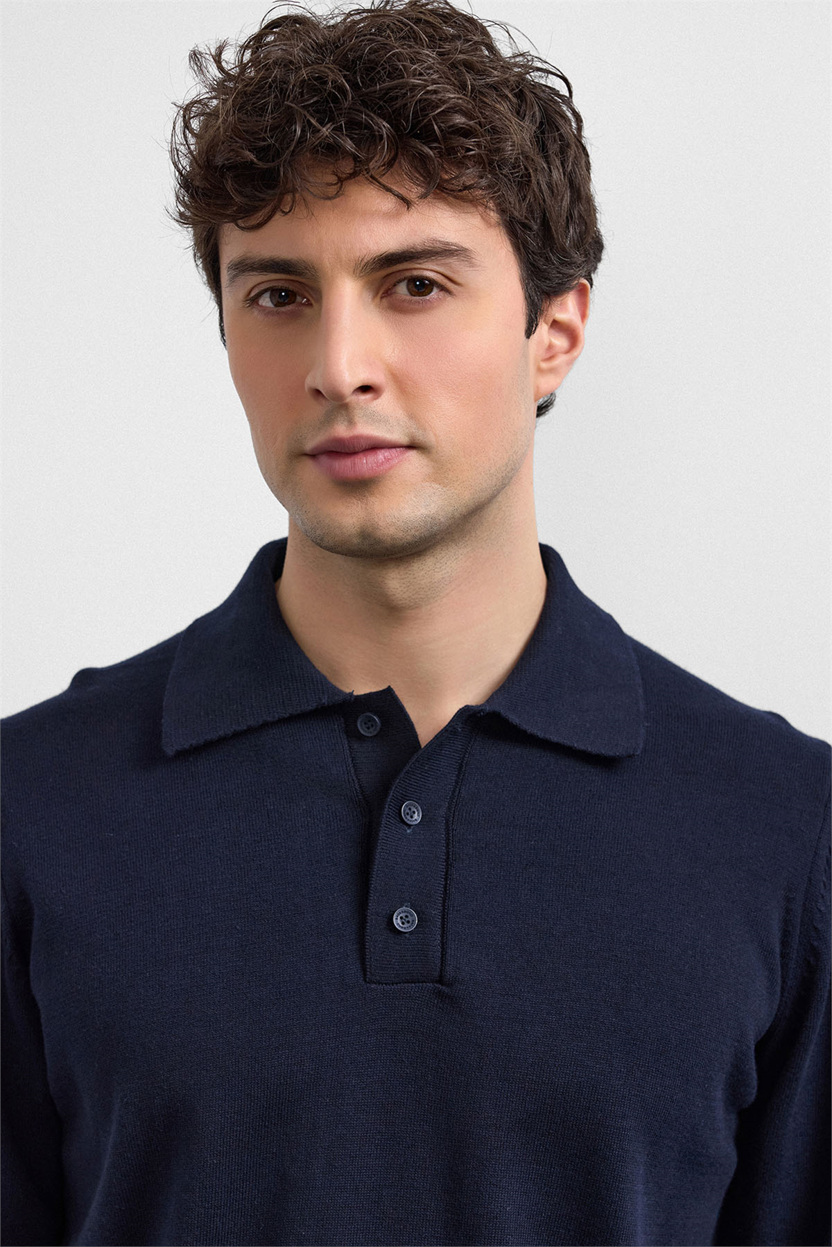Lacivert Relaxed Fit Polo Yaka Triko Kazak