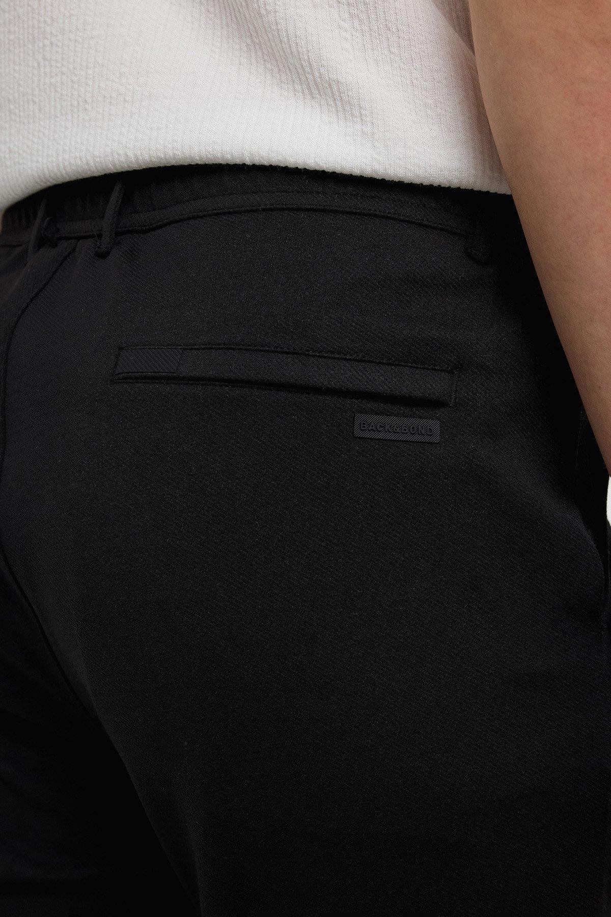 Siyah Diagonel Jogger Örme Pantolon