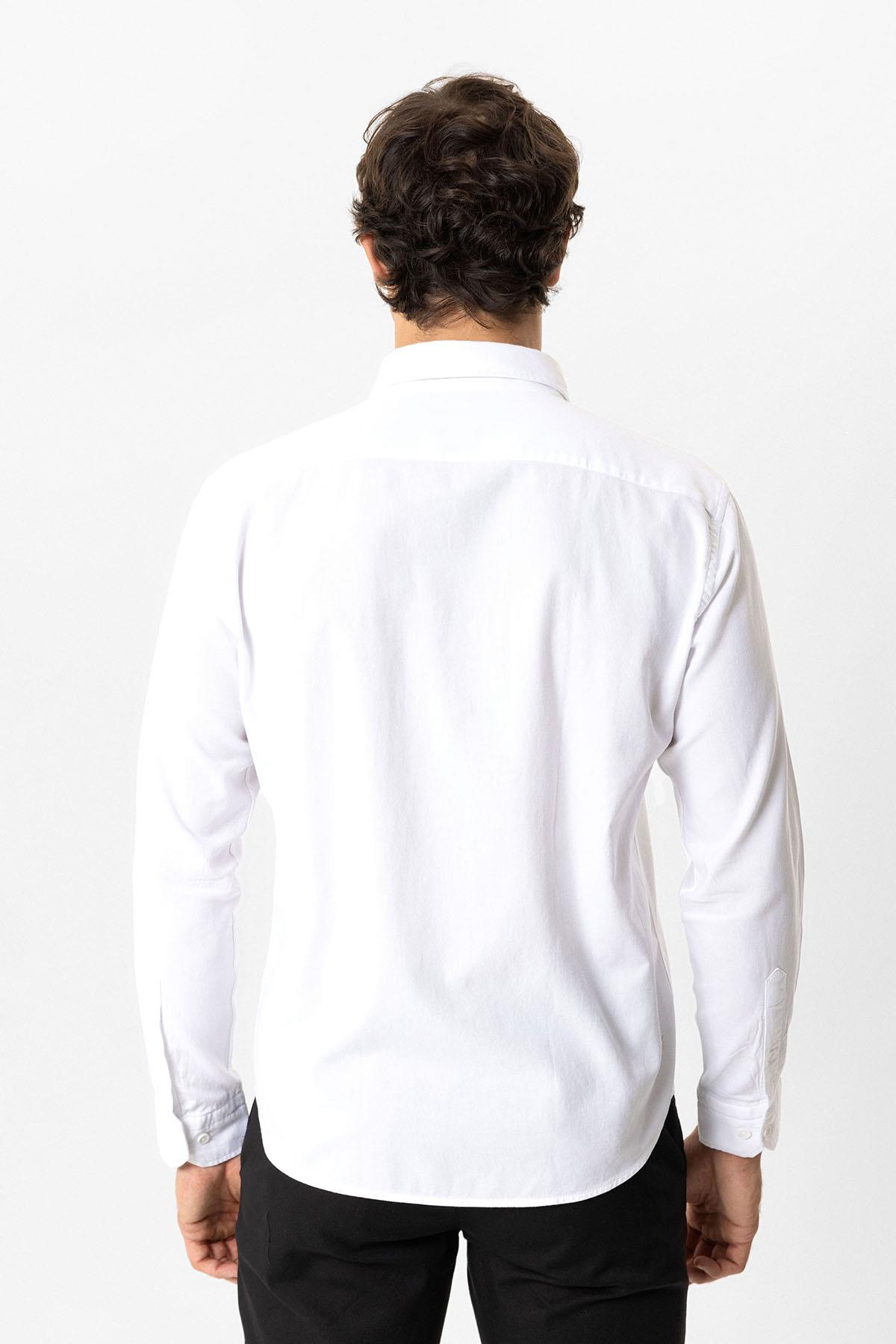 Beyaz Slim Fit %100 Pamuk Oxford Gömlek