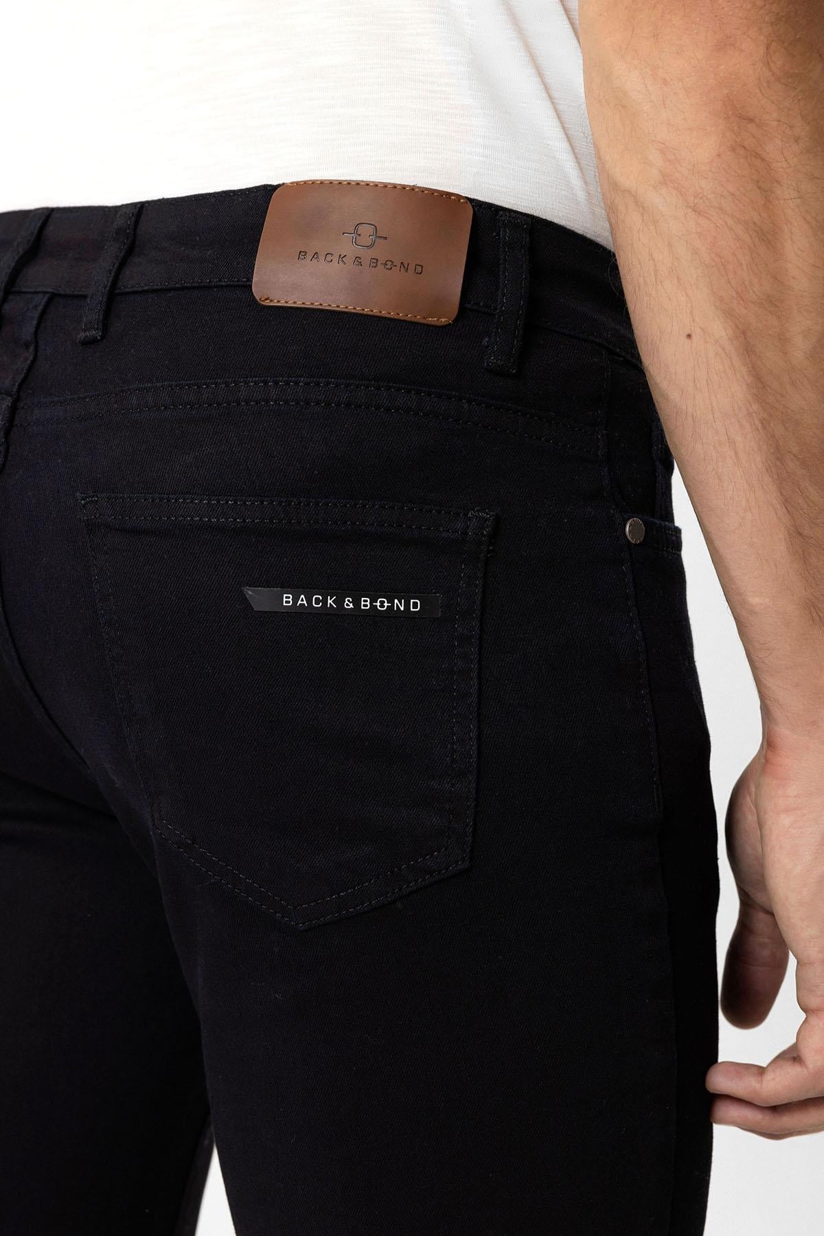 Siyah Slim Fit 5 Cepli Pamuklu Denim Pantolon