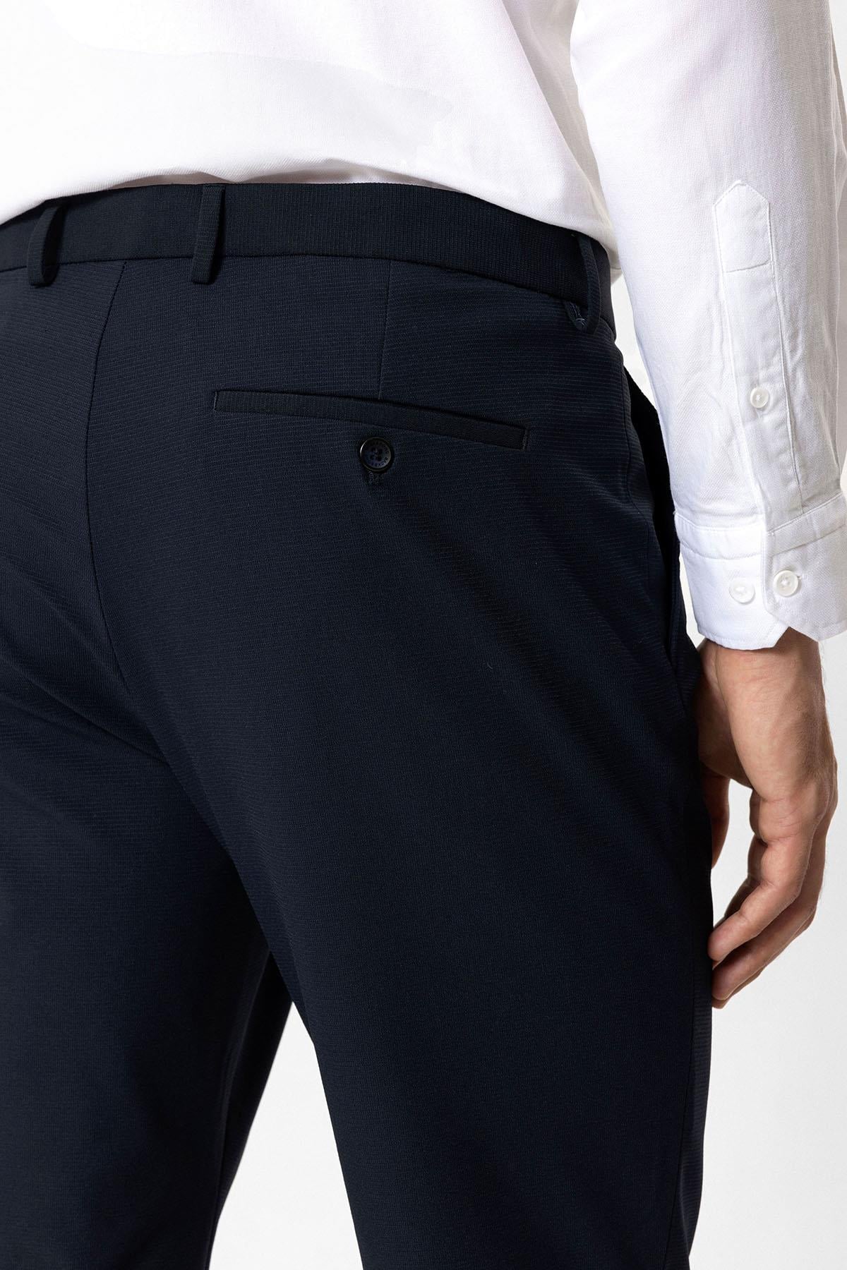 Lacivert Slim Fit %100 Pamuk Chino Pantolon