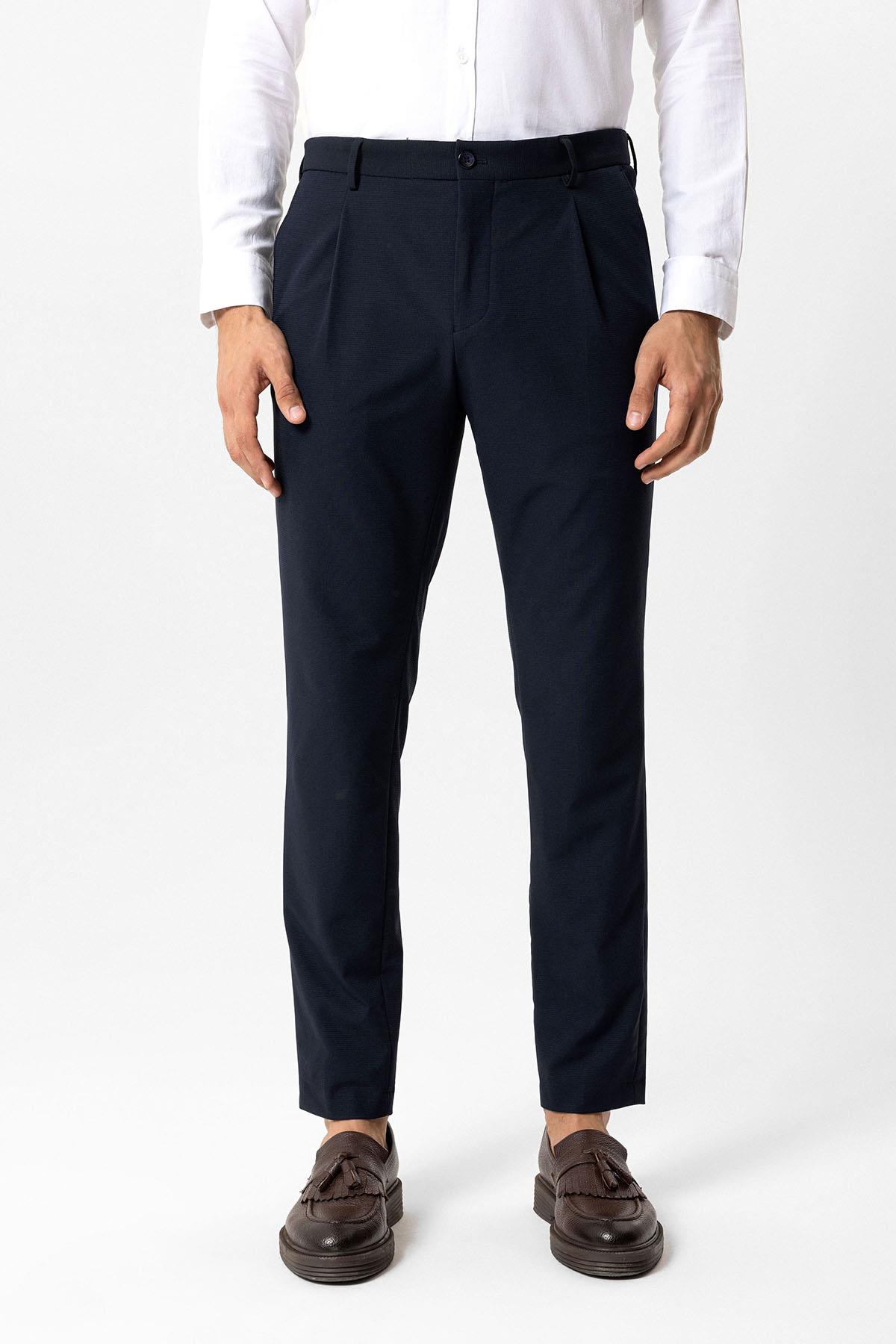 Lacivert Slim Fit %100 Pamuk Chino Pantolon