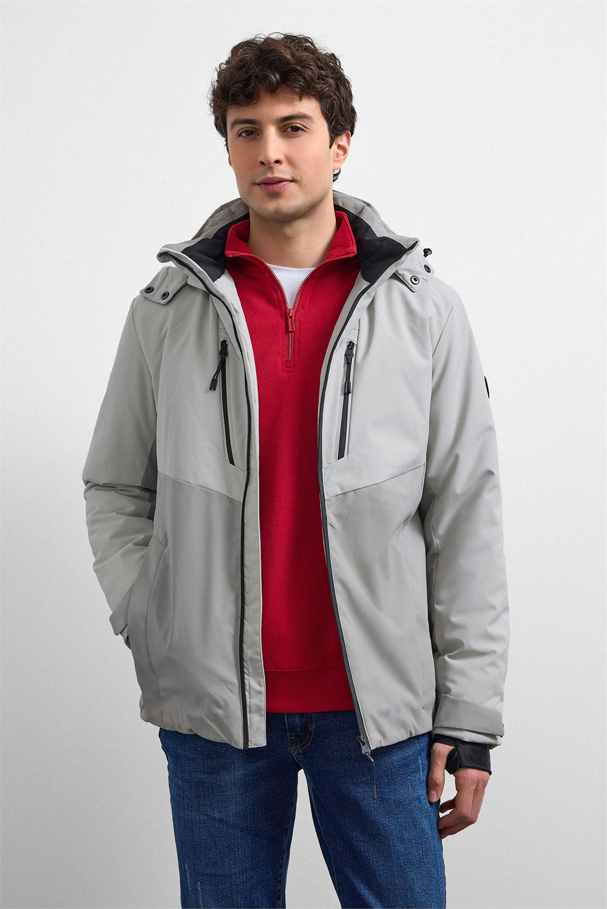Gri Smart Fit Puffer Ceket