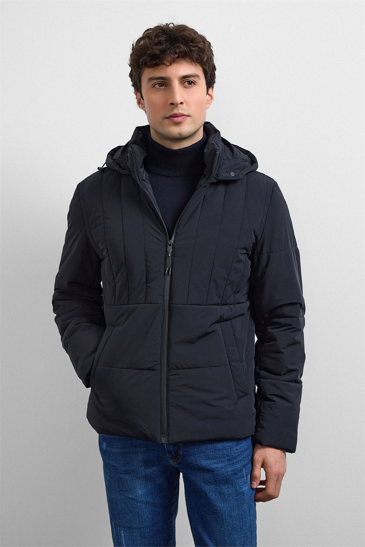 Siyah Smart Fit Puffer Ceket