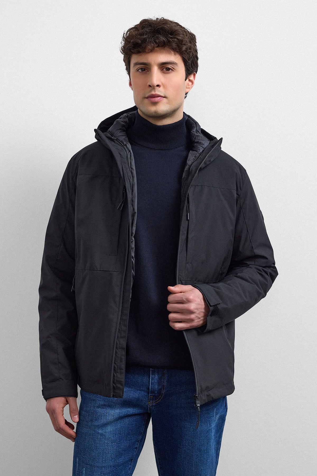 Siyah Smart Fit Puffer Ceket