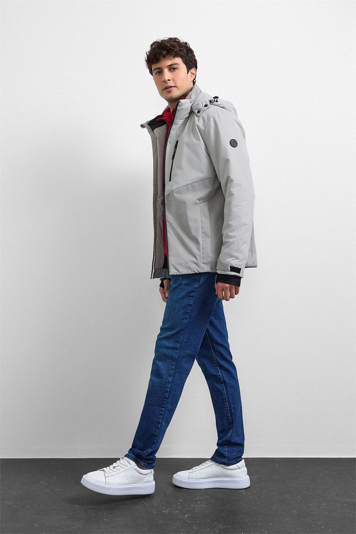 Gri Smart Fit Puffer Ceket