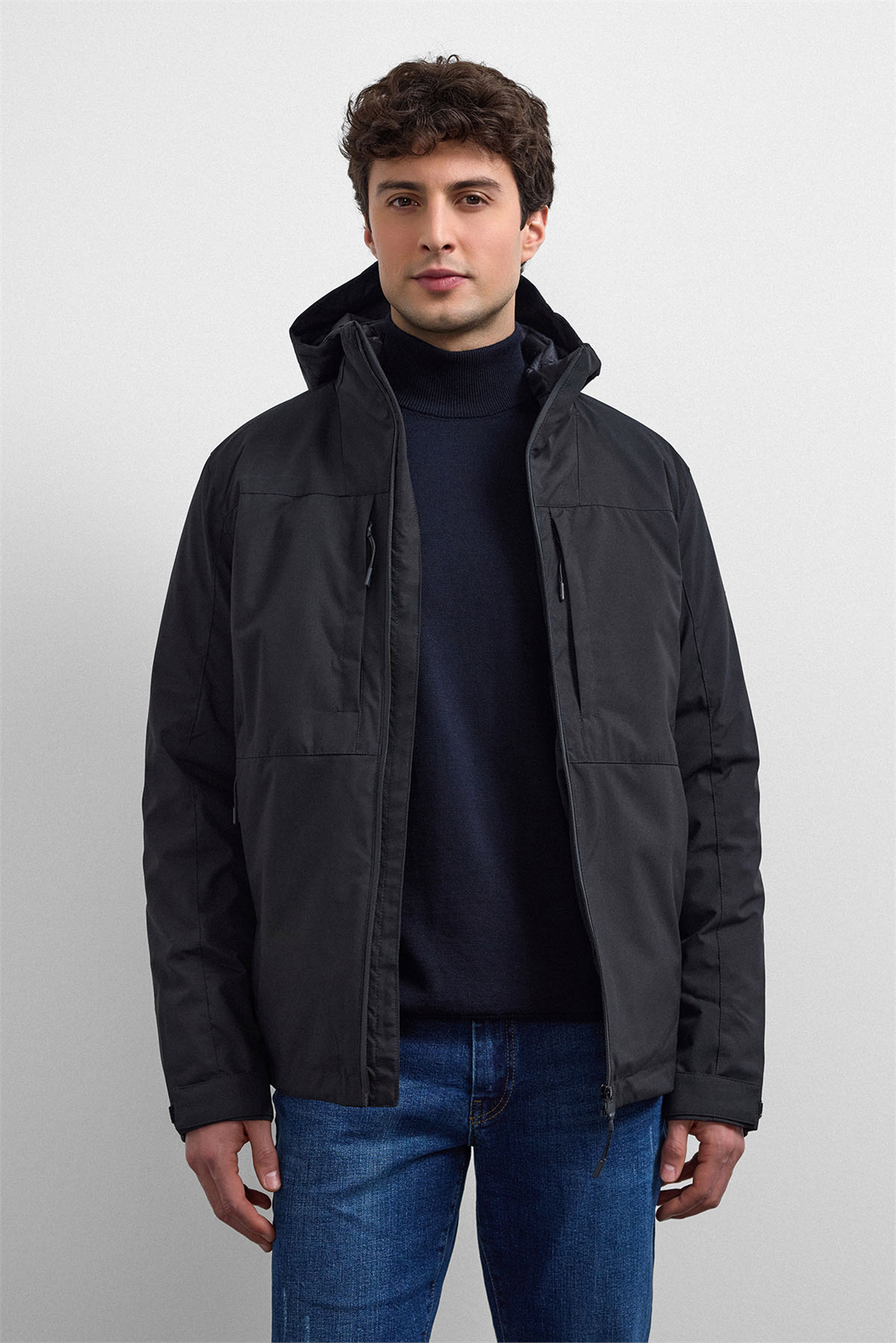 Siyah Smart Fit Puffer Ceket