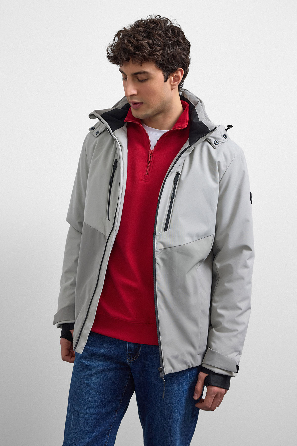 Gri Smart Fit Puffer Ceket