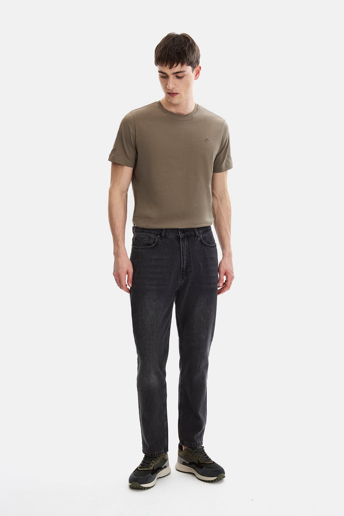 Siyah Tapered Fit Denim Pantolon
