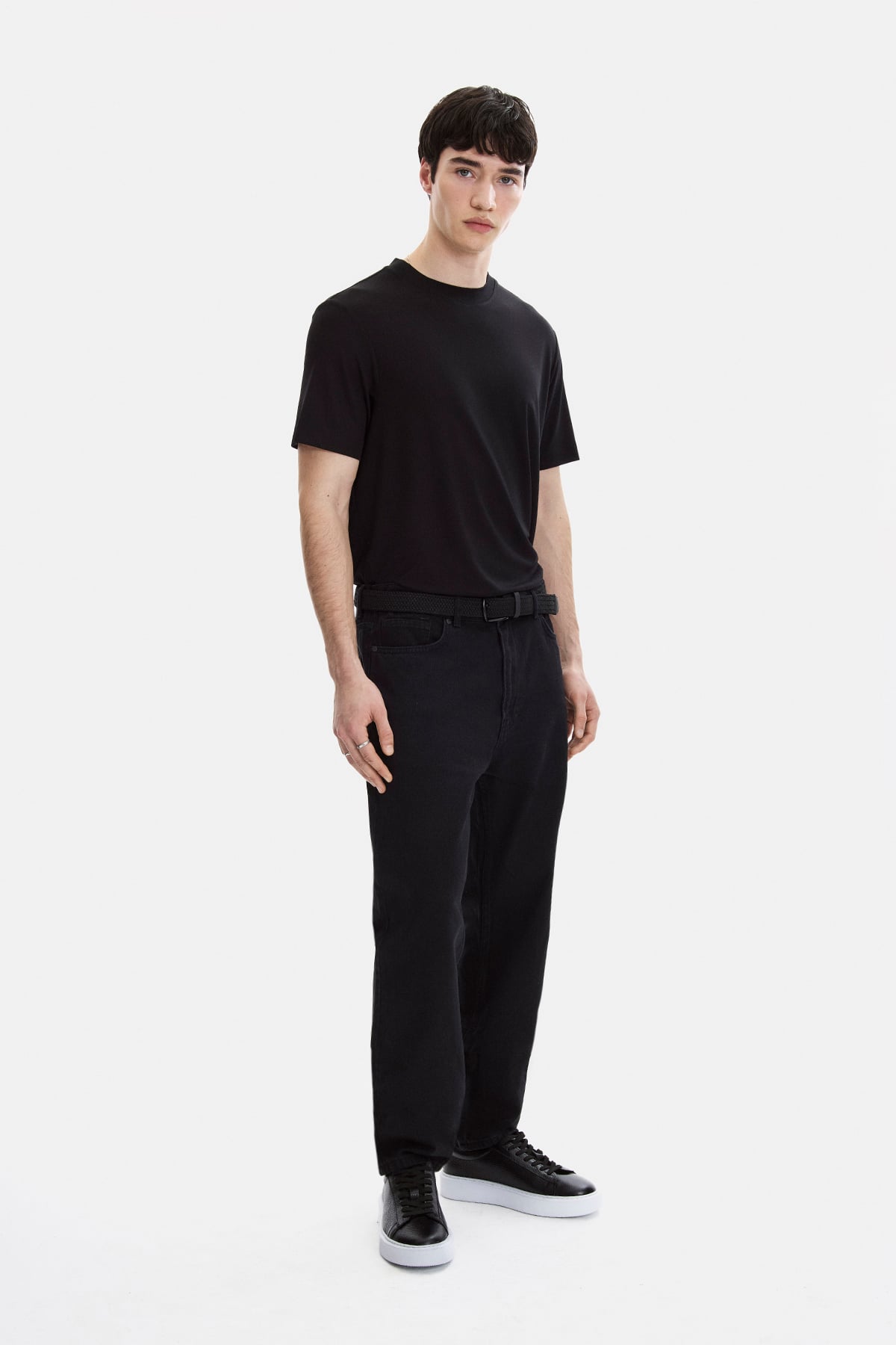 Siyah Tapered Fit Denim Pantolon