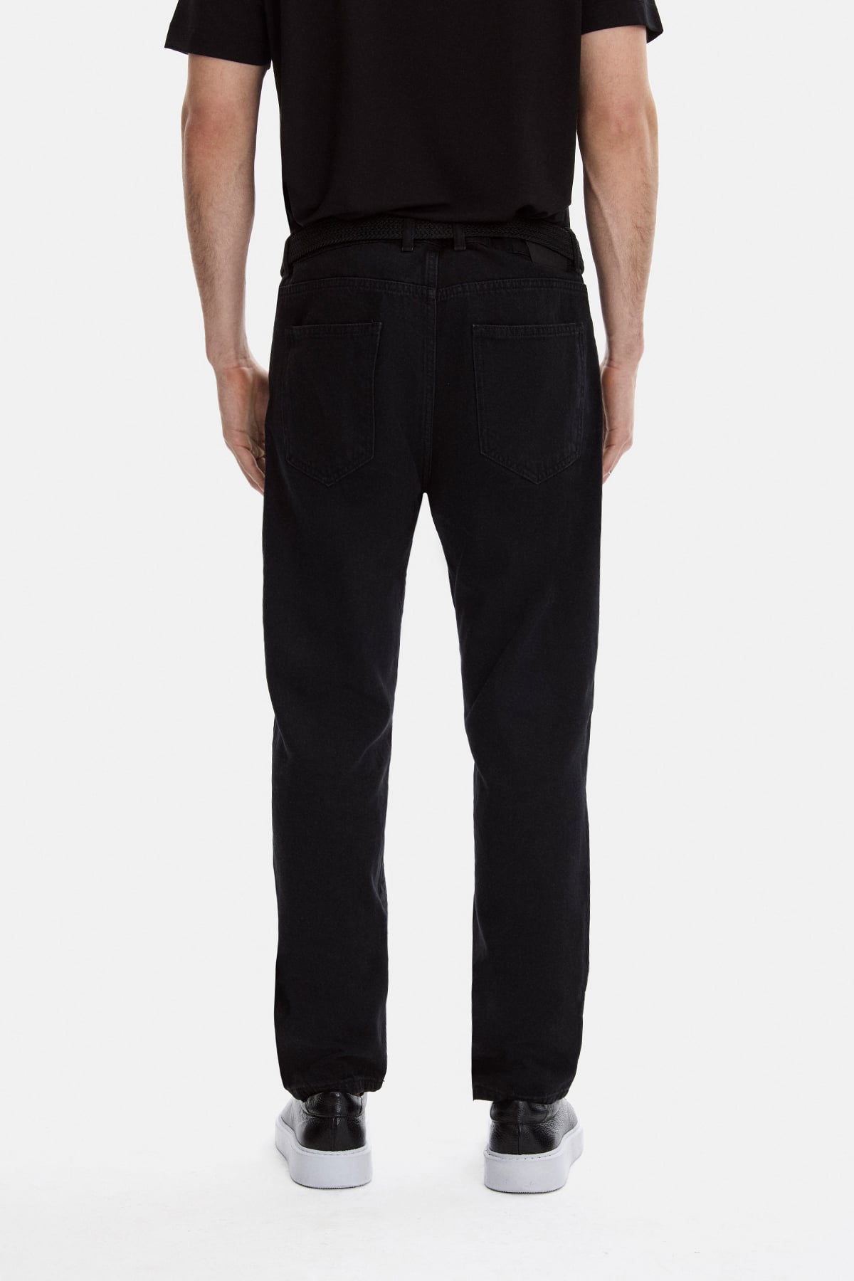 Siyah Tapered Fit Denim Pantolon