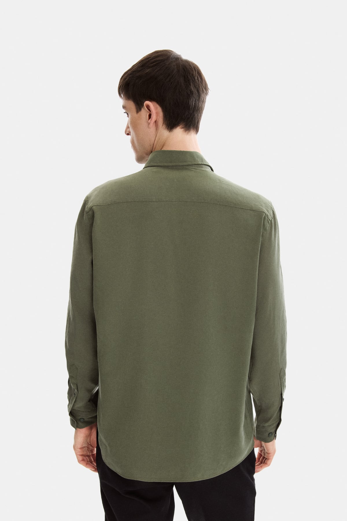 Yeşil Normal Yaka Comfort Fit Casual Gömlek 