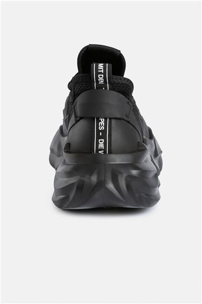 %100 Deri Esnek Tabanlı Siyah Erkek Sneaker Ayakkabı