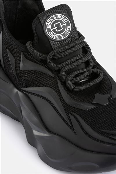 %100 Deri Esnek Tabanlı Siyah Erkek Sneaker Ayakkabı