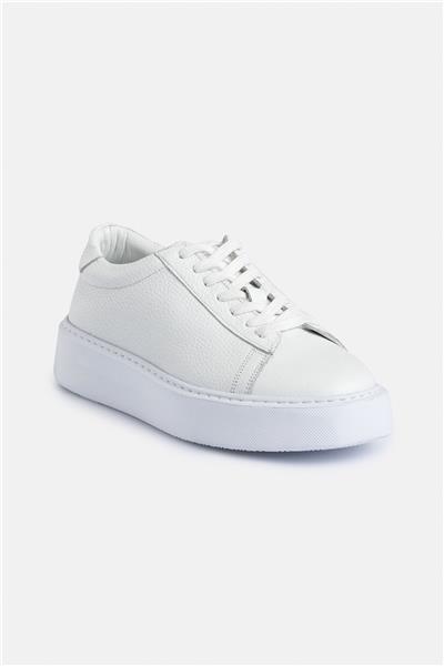 %100 Deri Termo Taban Beyaz Erkek Sneaker Ayakkabı