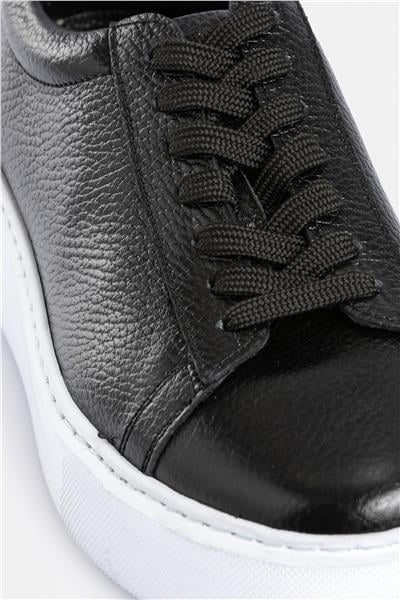 %100 Deri Termo Taban Siyah-Beyaz Erkek Sneaker Ayakkabı