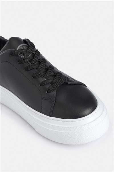%100 Deri Termo Taban Siyah-Beyaz Erkek Sneaker Ayakkabı