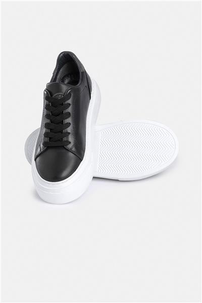 %100 Deri Termo Taban Siyah-Beyaz Erkek Sneaker Ayakkabı