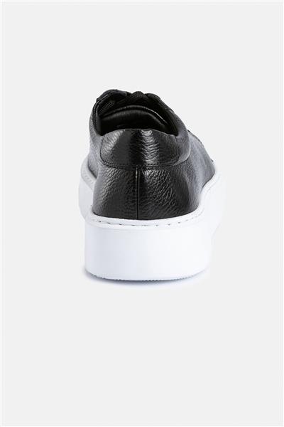 %100 Deri Termo Taban Siyah-Beyaz Erkek Sneaker Ayakkabı