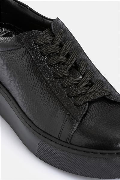 %100 Deri Termo Taban Siyah Erkek Sneaker Ayakkabı