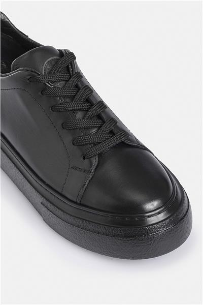 %100 Deri Termo Taban Siyah Erkek Sneaker Ayakkabı