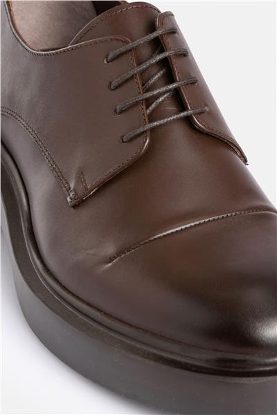 %100 Deri Termo Tabanlı Bağcıklı Kahverengi Erkek Günlük Casual Ayakkabı