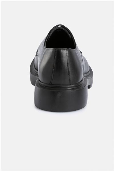 %100 Deri Termo Tabanlı Bağcıklı Siyah Erkek Günlük Casual Ayakkabı