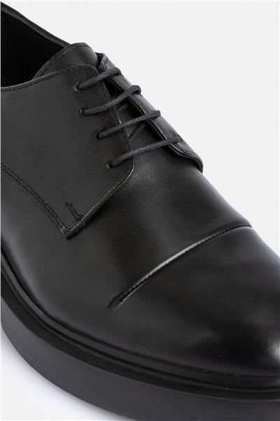 %100 Deri Termo Tabanlı Bağcıklı Siyah Erkek Günlük Casual Ayakkabı