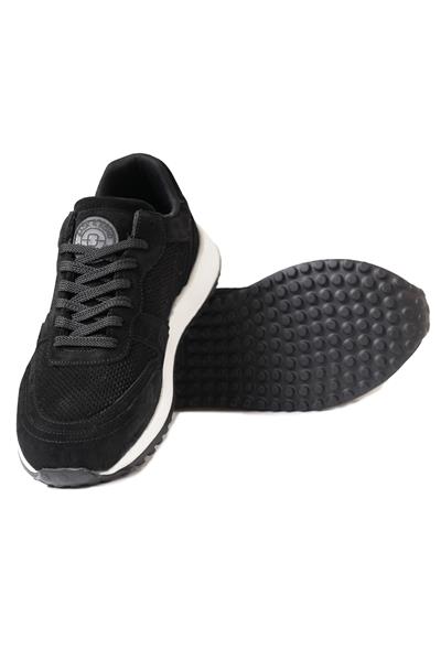 %100 Süet Deri Termo Taban Siyah Sneaker Ayakkabı