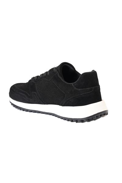 %100 Süet Deri Termo Taban Siyah Sneaker Ayakkabı