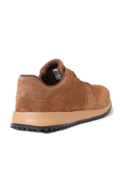 %100 Süet Deri Termo Taban Kahverengi Sneaker Ayakkabı
