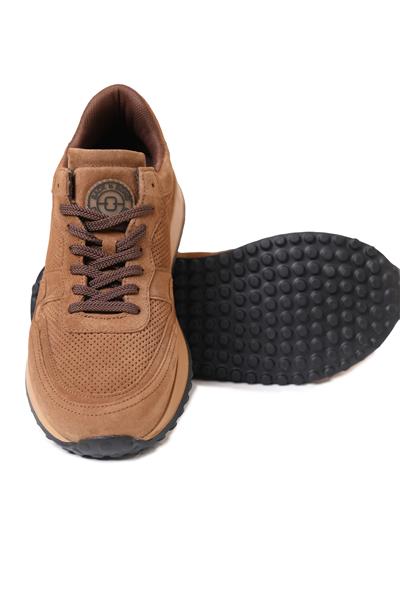 %100 Süet Deri Termo Taban Kahverengi Sneaker Ayakkabı