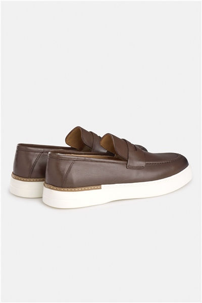 %100 Dana Derisi Kahverengi Loafer Ayakkabı